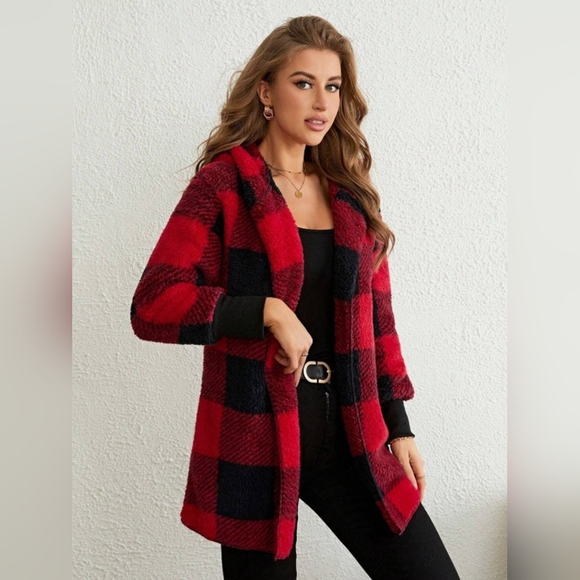 Plaid Long Sleeve Hooded Coat - Picture 4 of 7